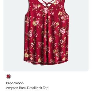 Papermoon Ampton Back Detail Red Floral Knit Top